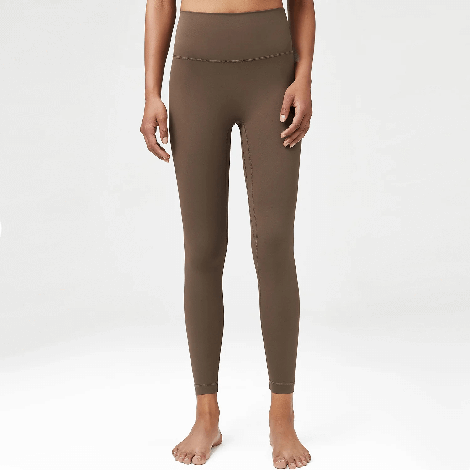 Stylish Elastic High-Waist Women's Yoga Leggings, Ideal for Active Lifestyles and Casual Wear, Made with LYCRA, Brown Color